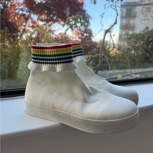 Opening Ceremony White Sock Sneakers with Rainbow Trim